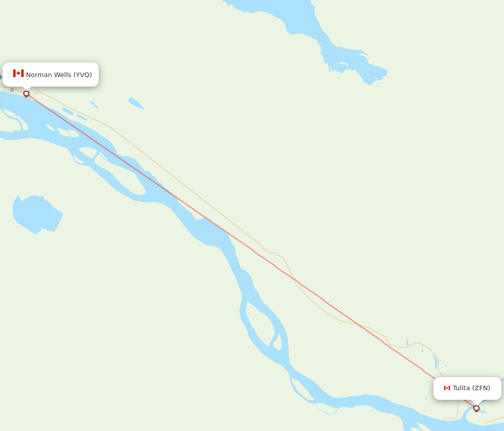 Tulita/Fort Norman - Norman Wells route map and flight paths