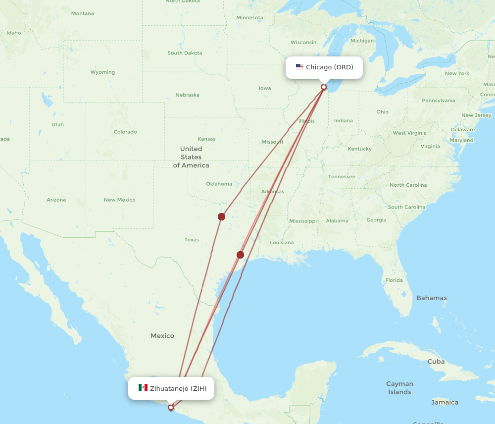 ZIH-ORD flight routes