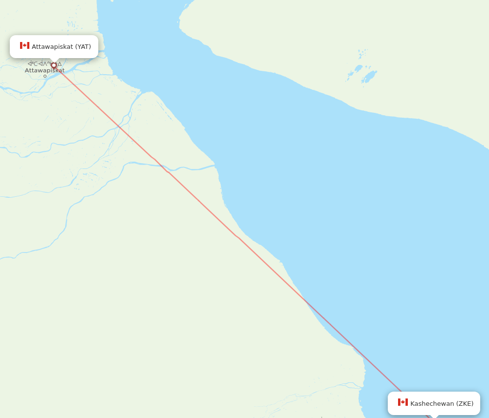 ZKE to YAT flights and routes map