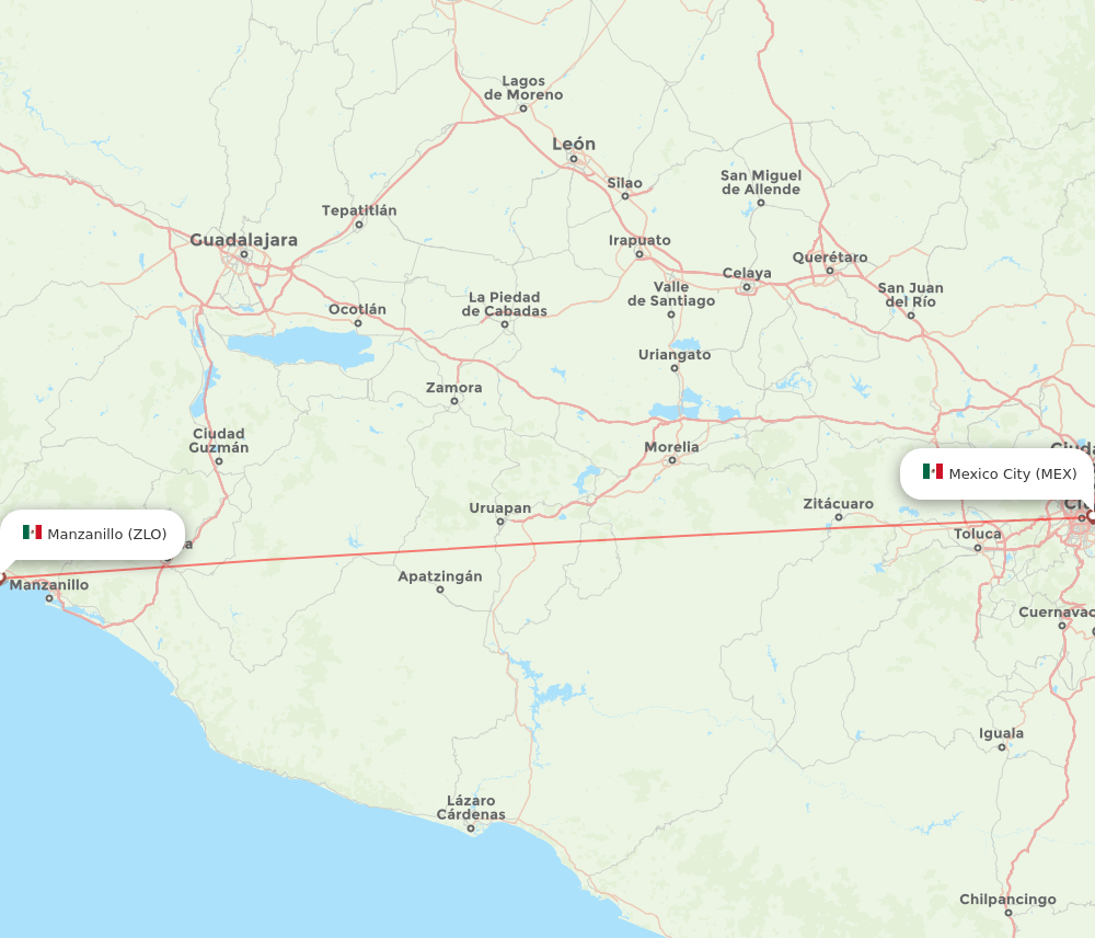 ZLO to MEX flights and routes map