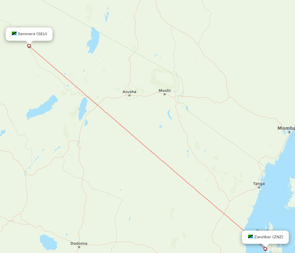 ZNZ to SEU flights and routes map