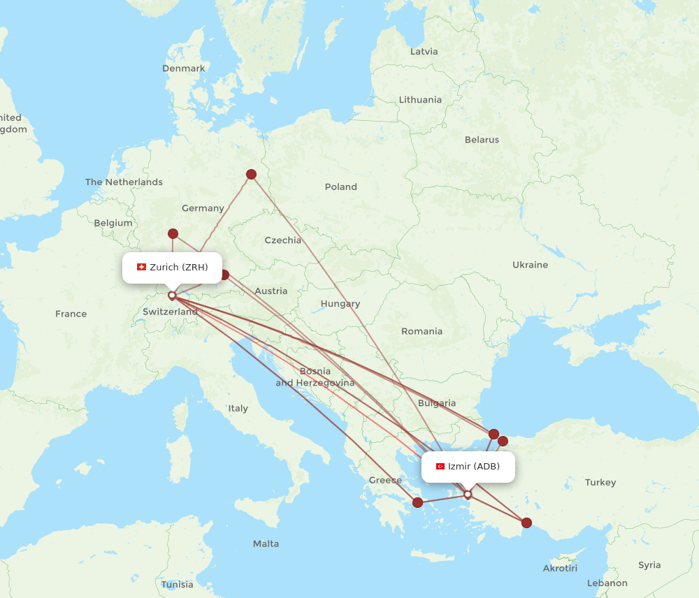 ZRH-ADB flight routes