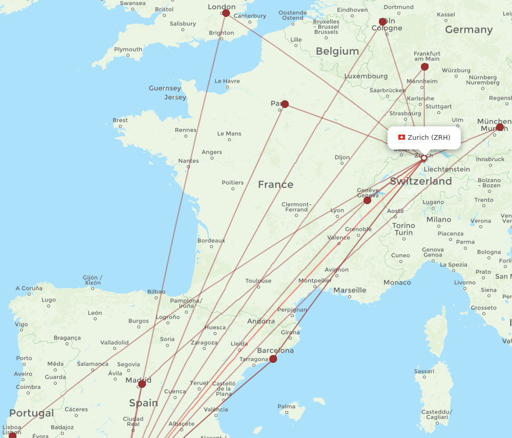 ZRH-AGP flight routes