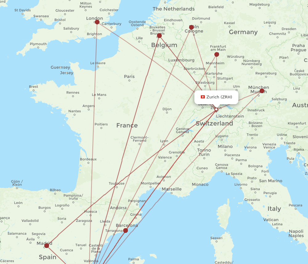 ZRH-ALC flight routes