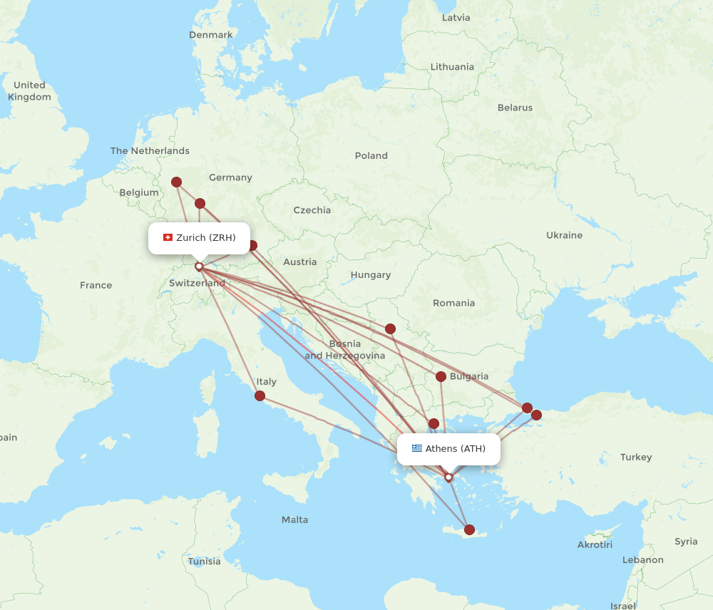 ZRH-ATH flight routes