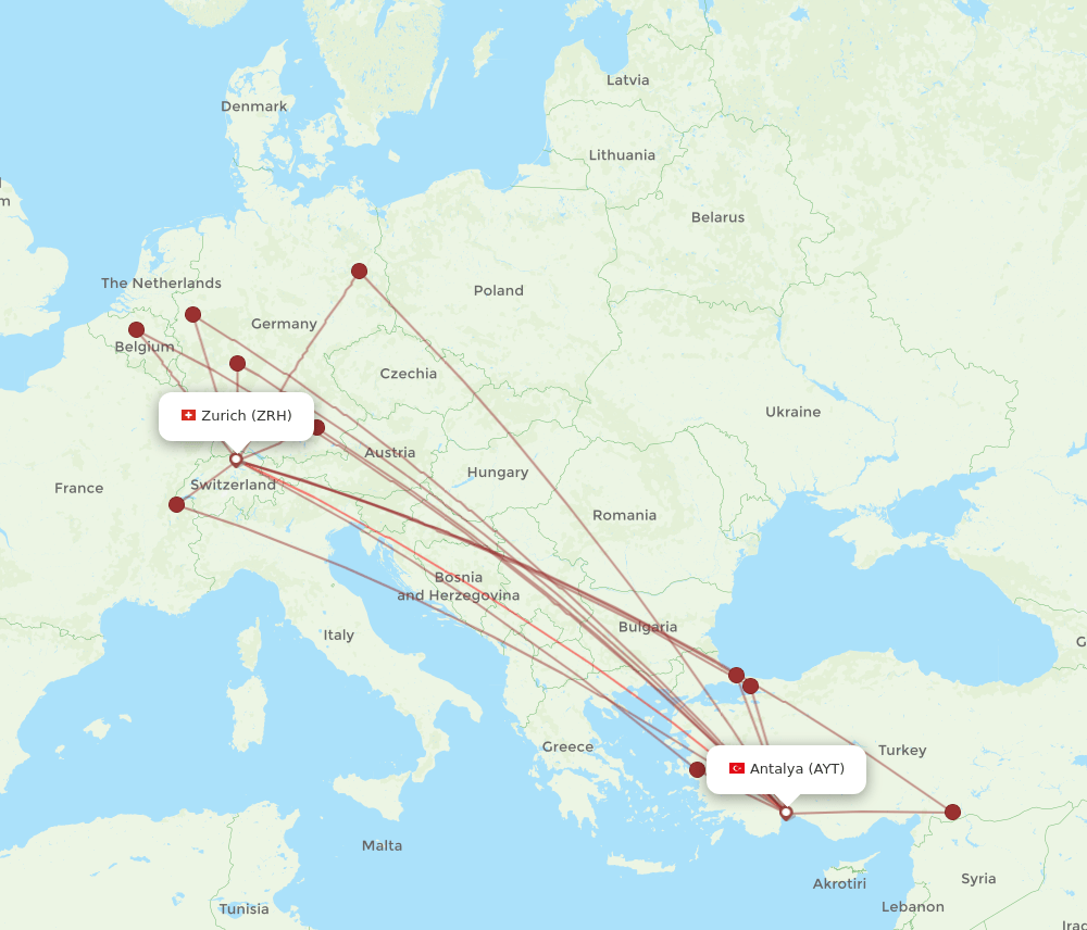 ZRH-AYT flight routes