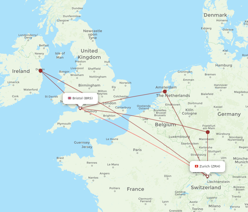 ZRH-BRS flight routes