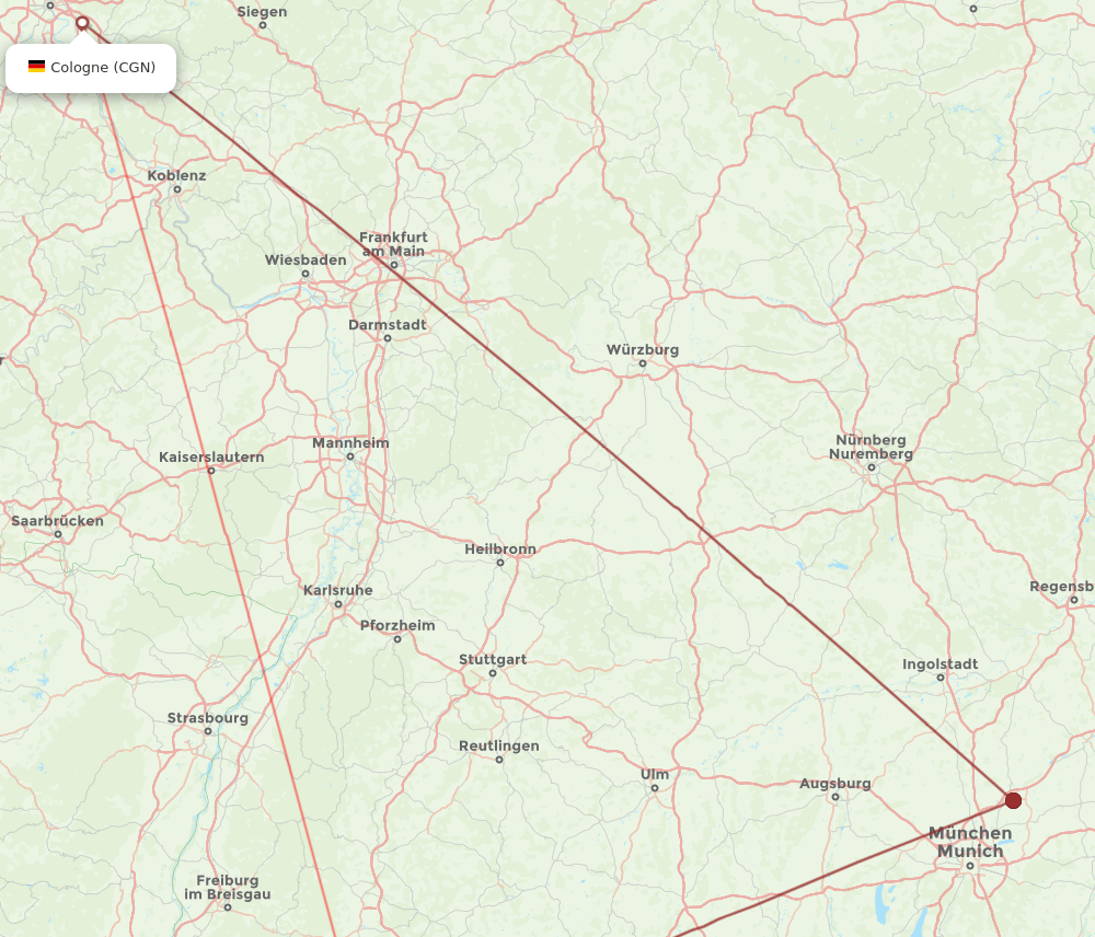 ZRH-CGN flight routes
