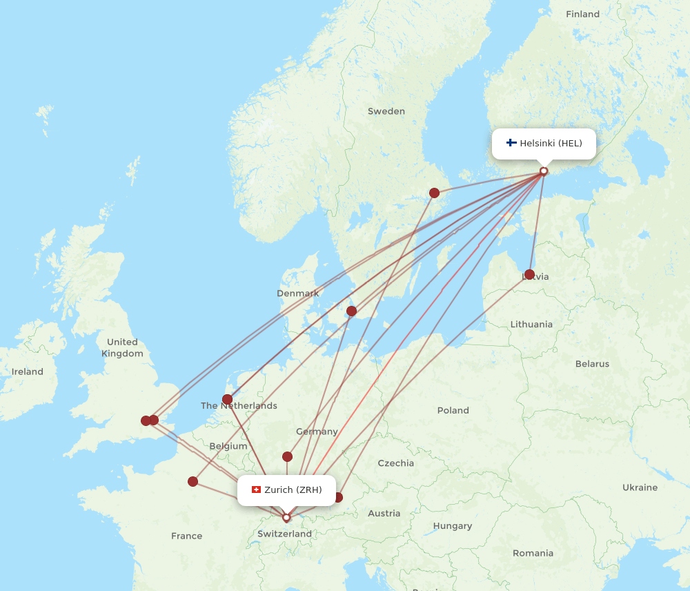 ZRH-HEL flight routes