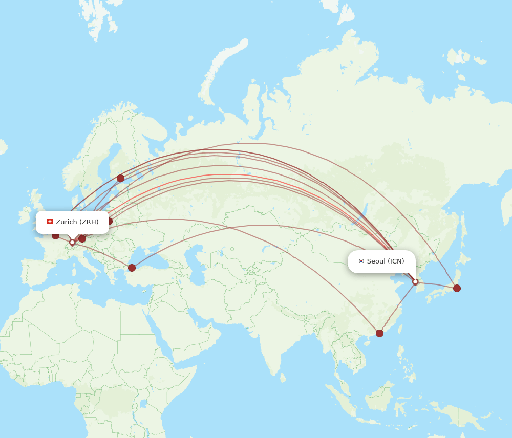ZRH-ICN flight routes