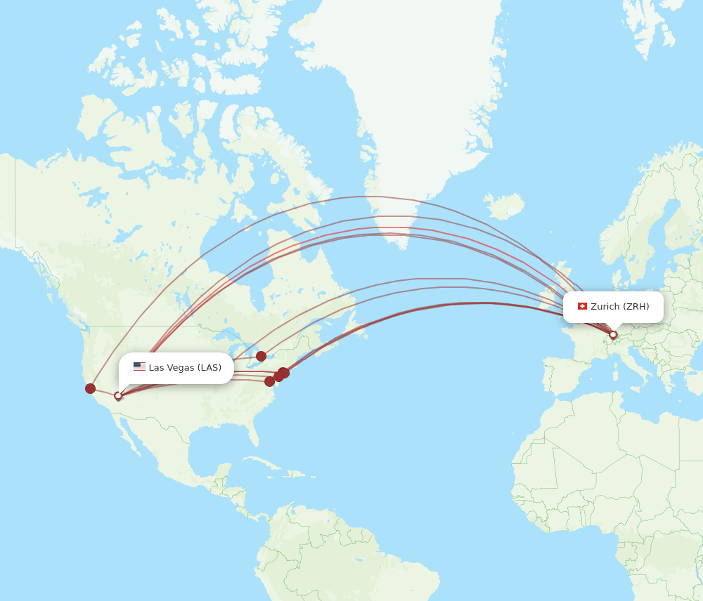 ZRH-LAS flight routes
