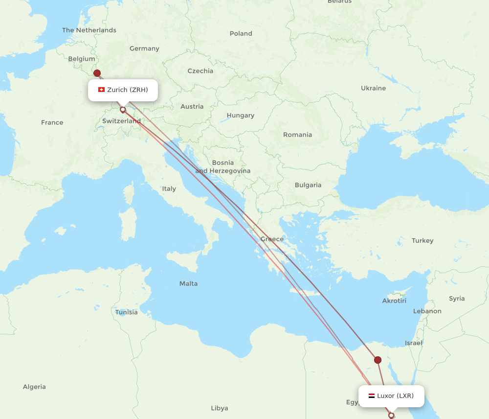 ZRH-LXR flight routes