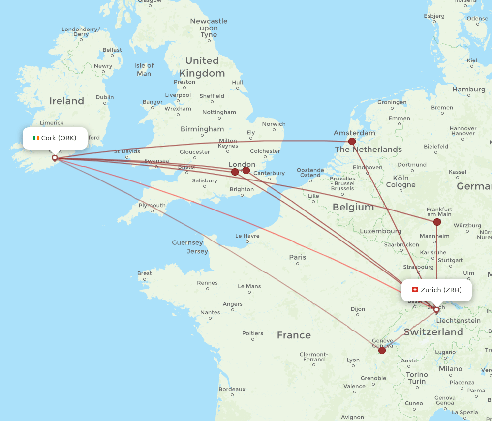 ZRH-ORK flight routes