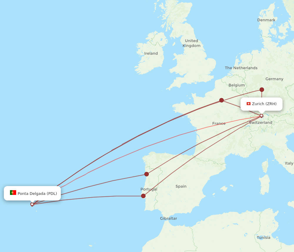 ZRH-PDL flight routes