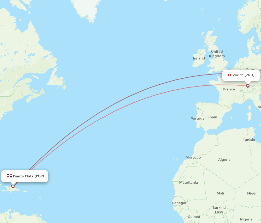 ZRH-POP flight routes