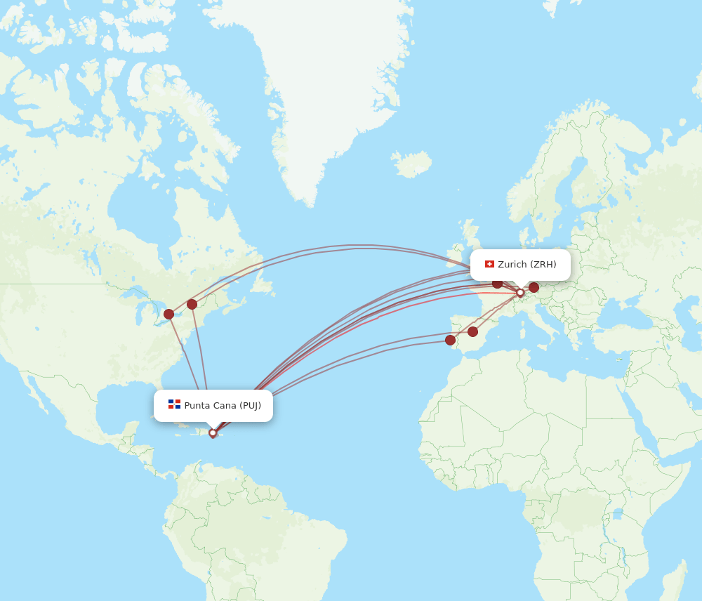 ZRH-PUJ flight routes