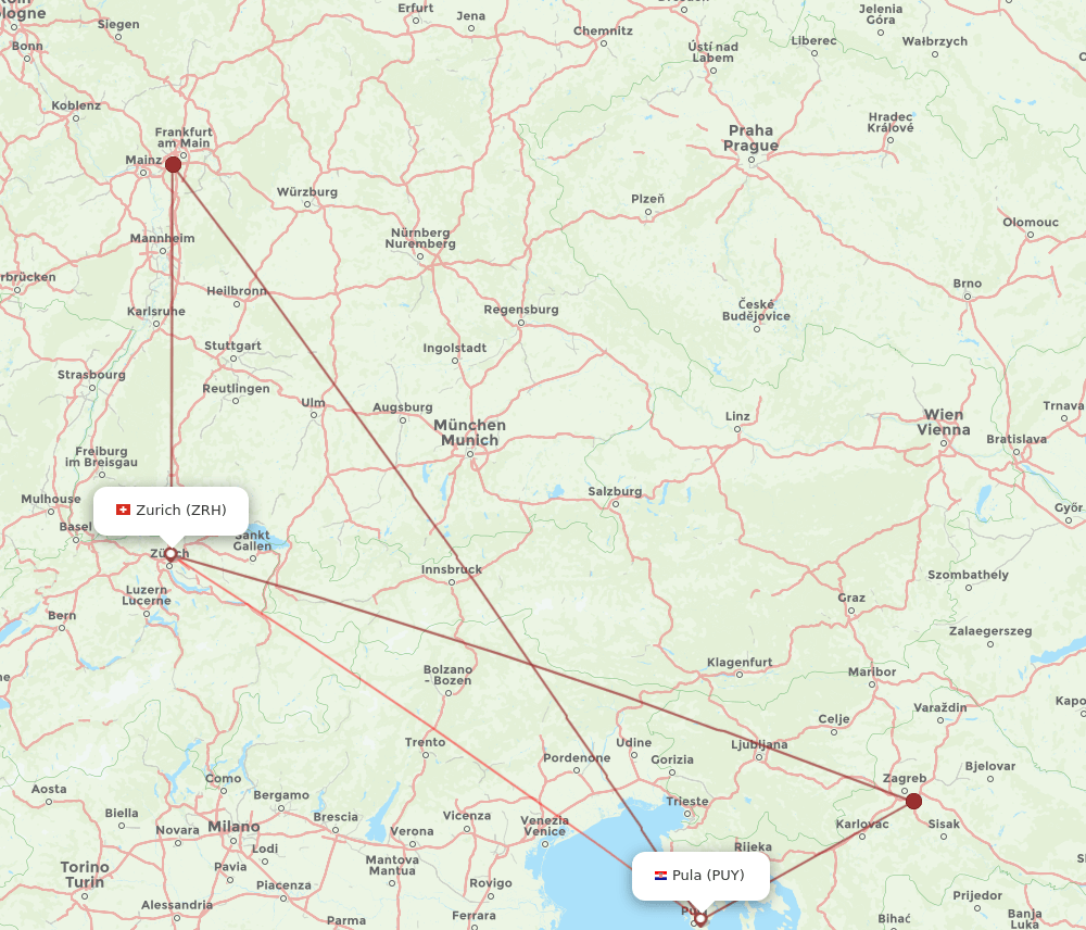 ZRH-PUY flight routes