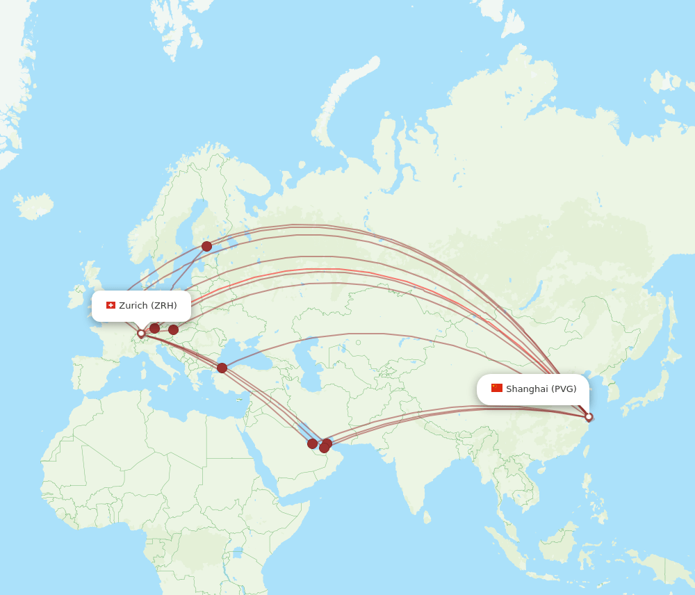 ZRH-PVG flight routes