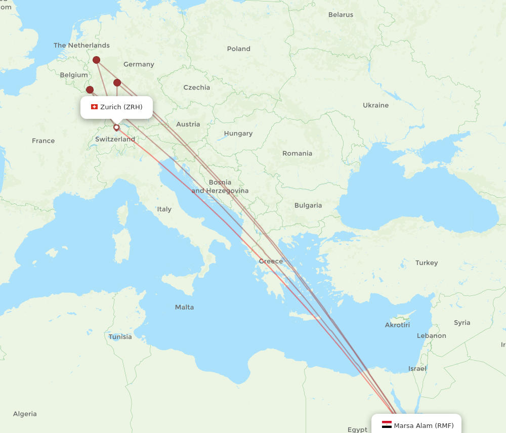 ZRH to RMF flights and routes map