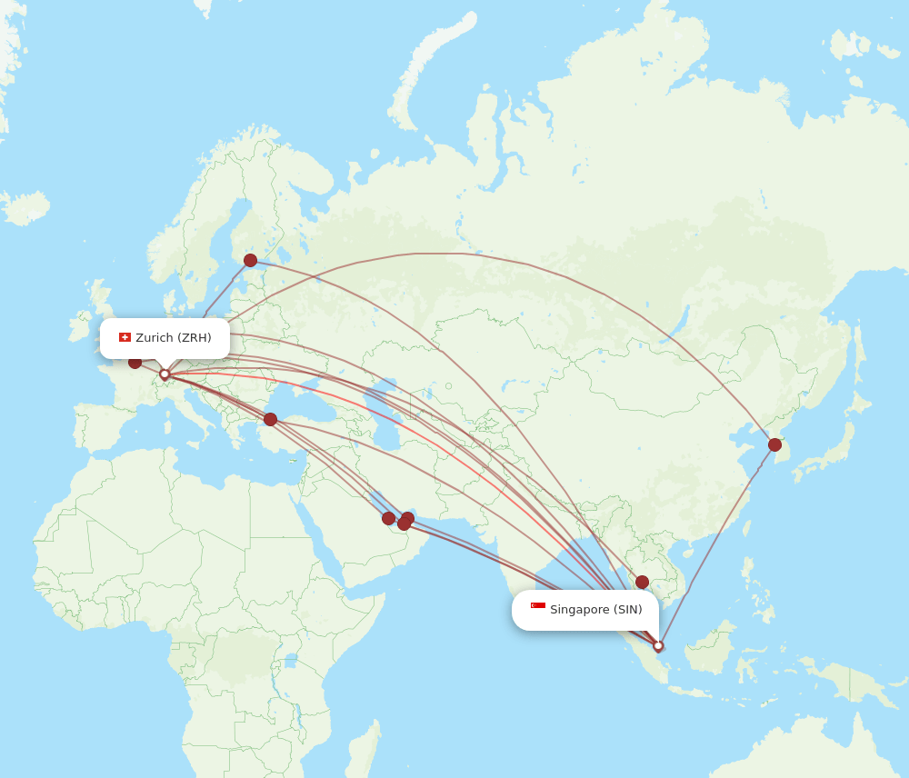ZRH-SIN flight routes