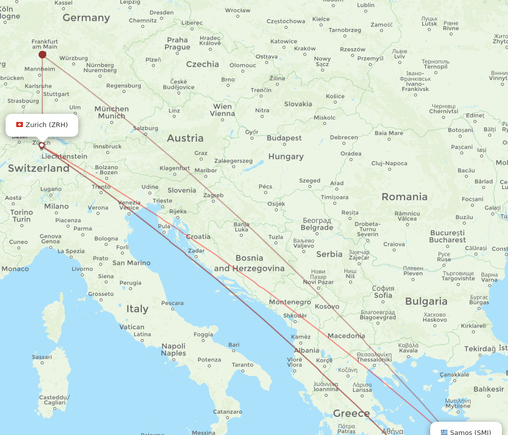 ZRH-SMI flight routes