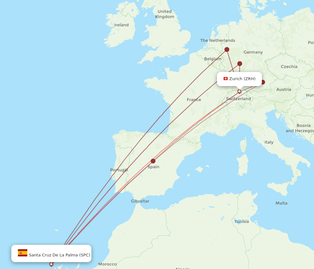 ZRH-SPC flight routes