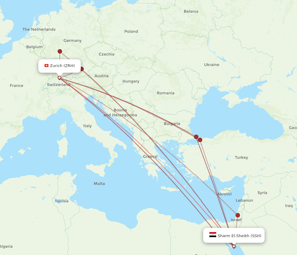 ZRH-SSH flight routes