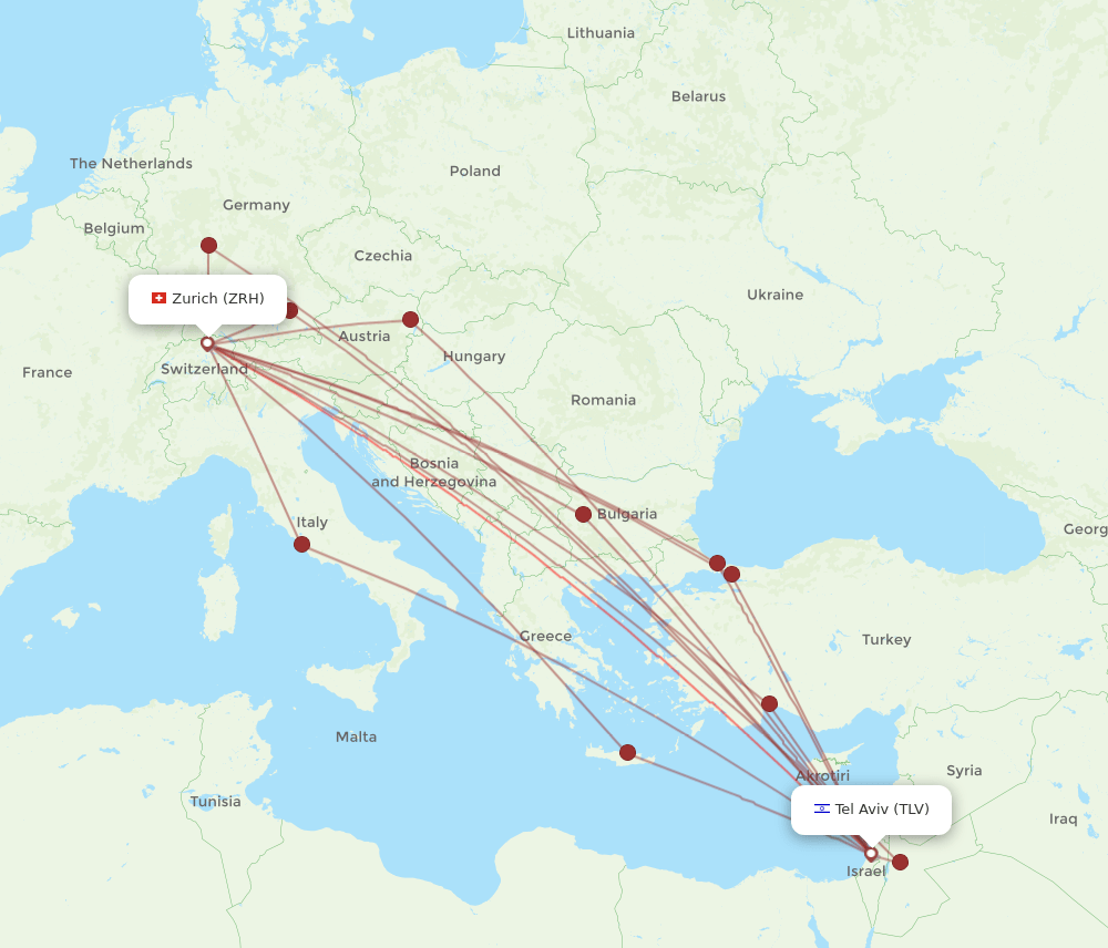 ZRH-TLV flight routes