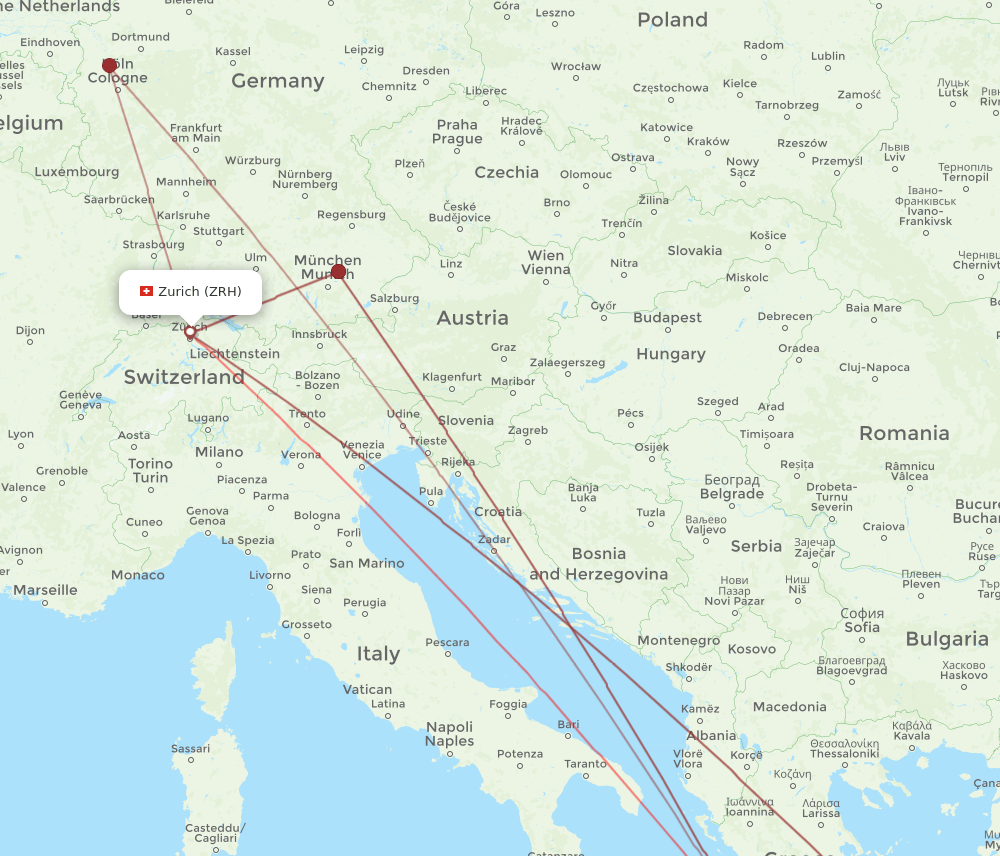 ZRH-ZTH flight routes