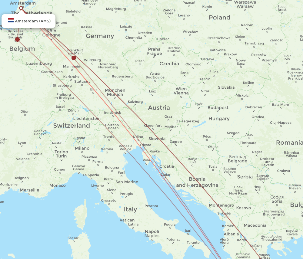 ZTH to AMS flights and routes map