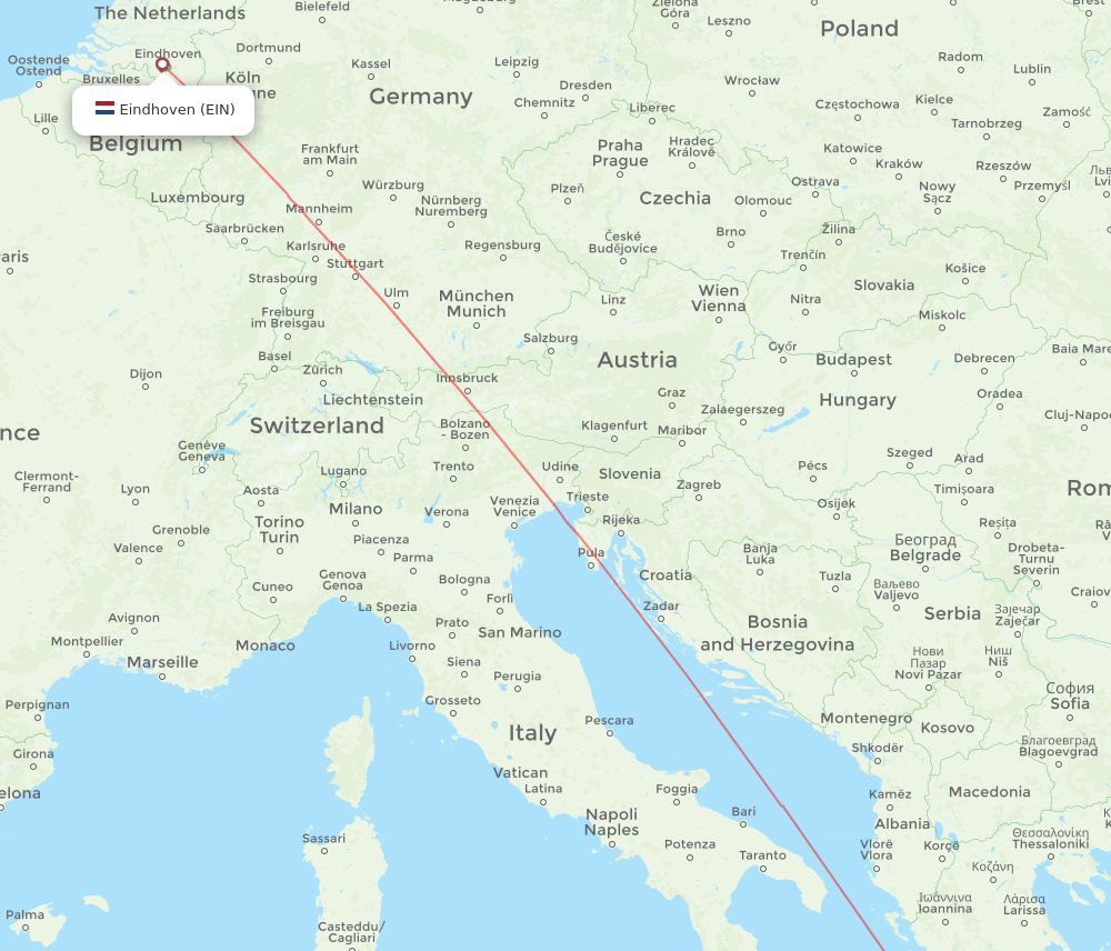 ZTH to EIN flights and routes map