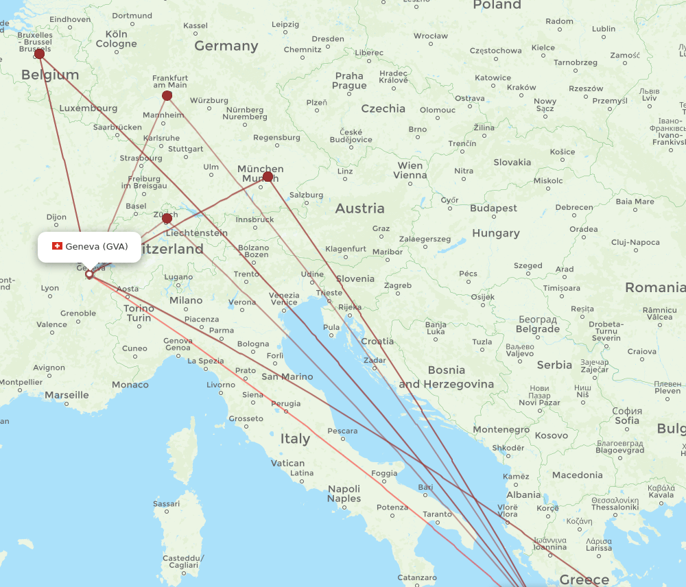 ZTH-GVA flight routes