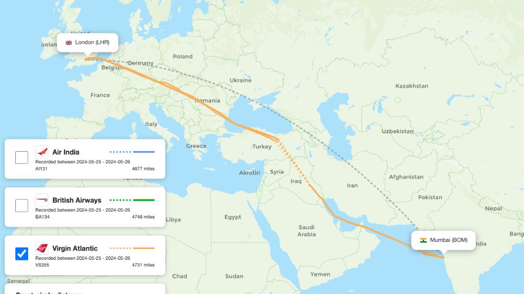 virgin atlantic avoid middle east iran